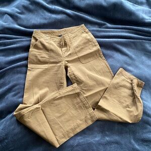 prana wide leg mid waist pants tan 6